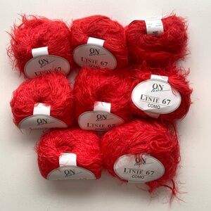 Lot Of 8 Online Linie 67 Como Yarn, Novelty Coral Red Germany